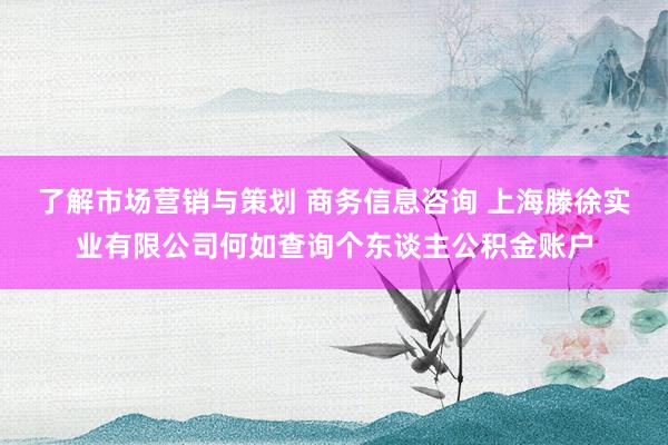 了解市场营销与策划 商务信息咨询 上海滕徐实业有限公司何如查询个东谈主公积金账户
